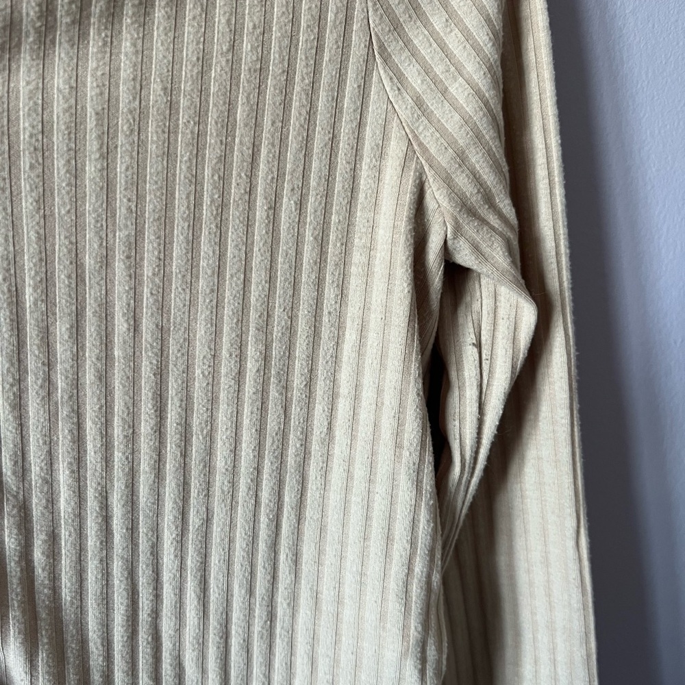 Cream Ribbed Button Down Shirt - Picture 6 of 7